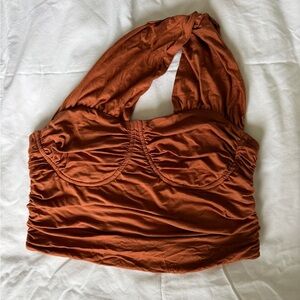 Rust Asymmetrical Crop Top